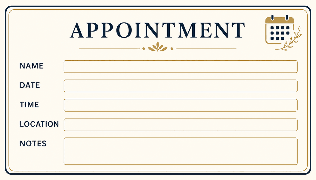 Classic card design that can be adapted for table cards or place cards