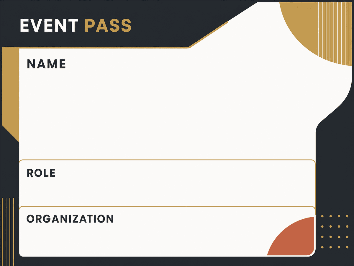 Modern badge design that can be adapted for workshop passes